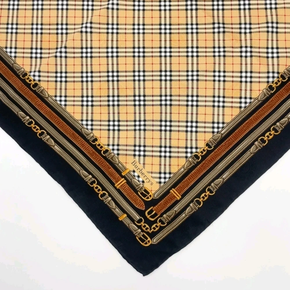 BURBERRYS Plaid and Chain Print Vintage Scarf